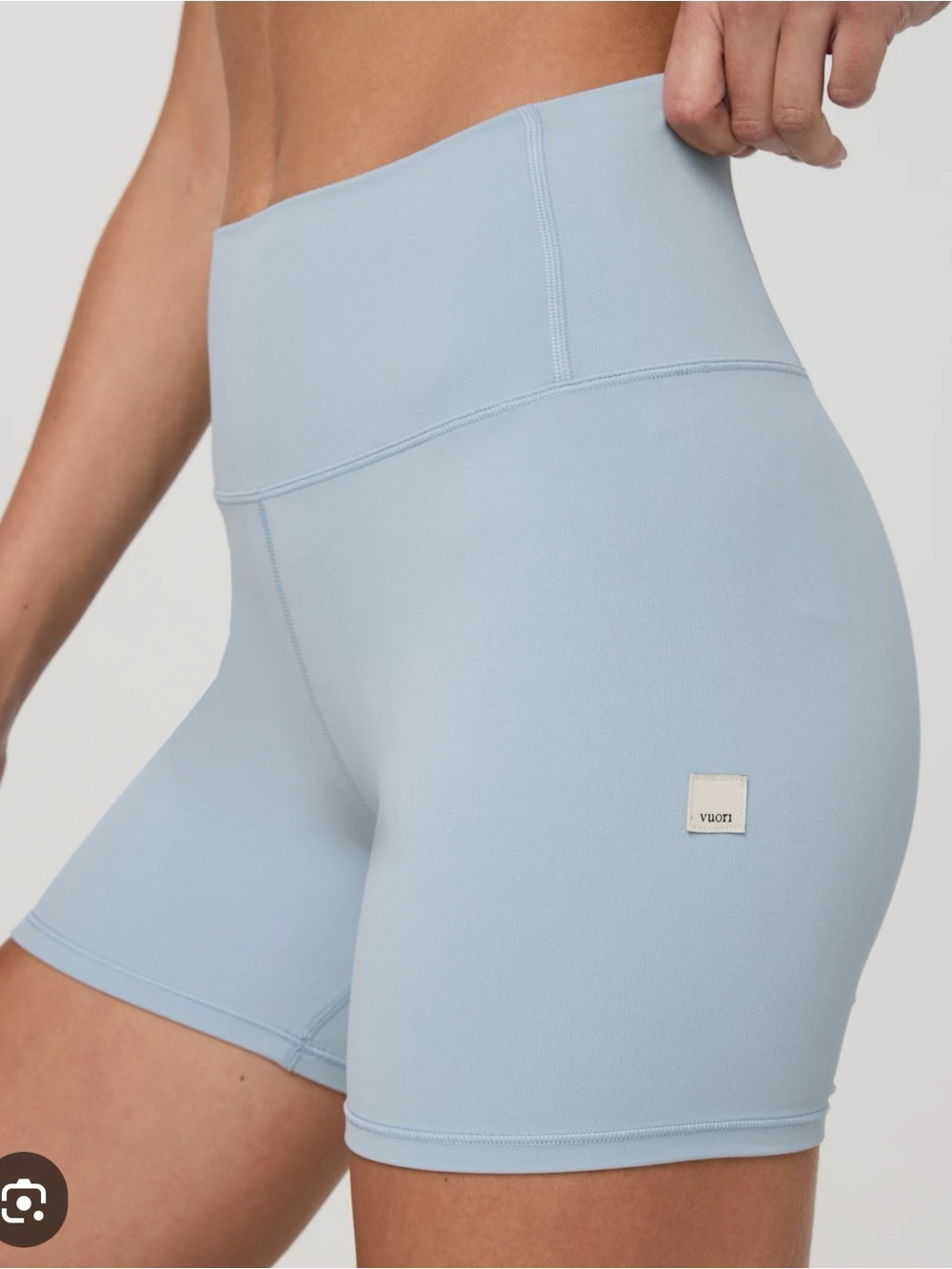 Vuori AllTheFeels 4” Biker Shorts High Rise Yoga Activewear Eggshell Blue